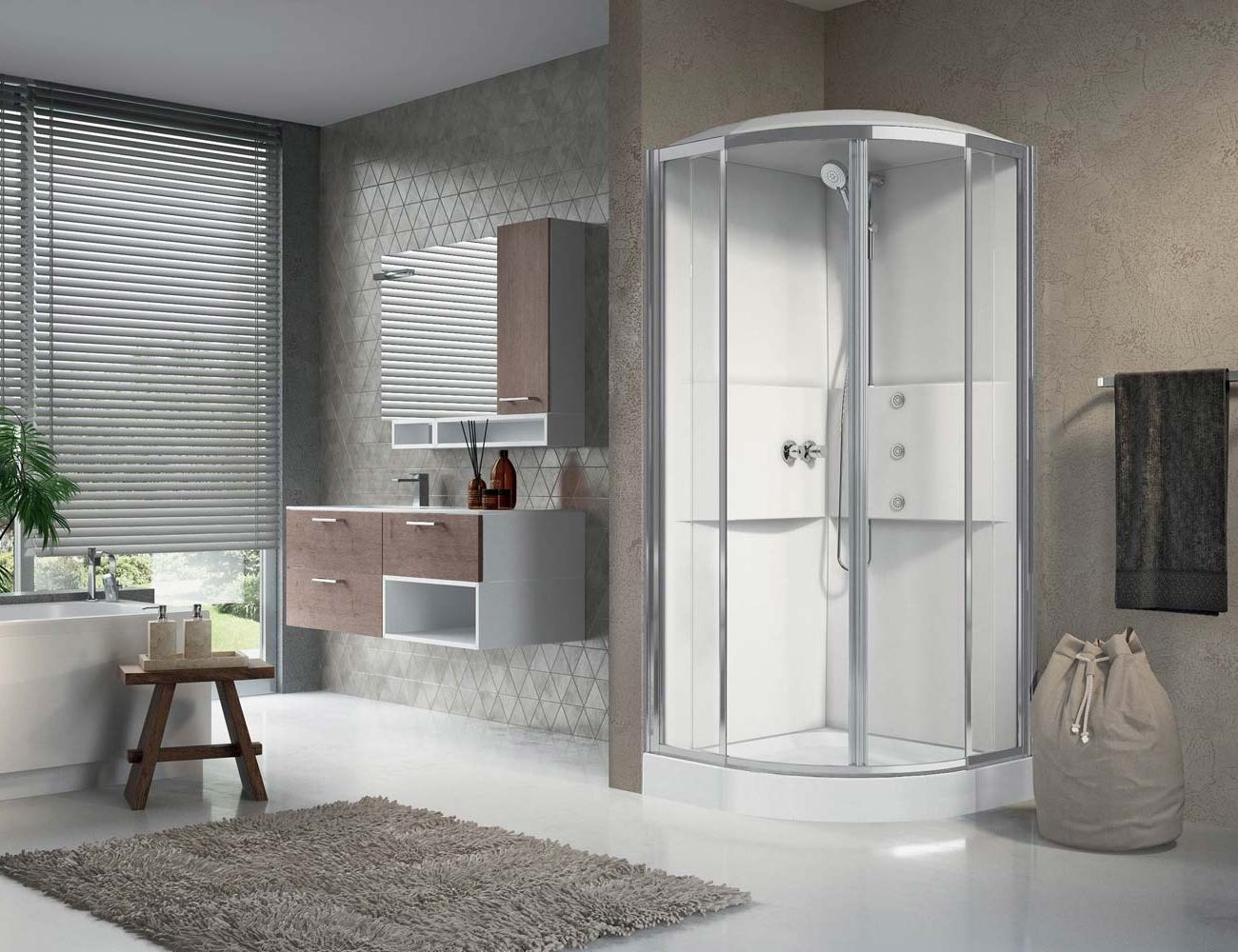 Esempio di doccia chiusa con box vetro Novellini